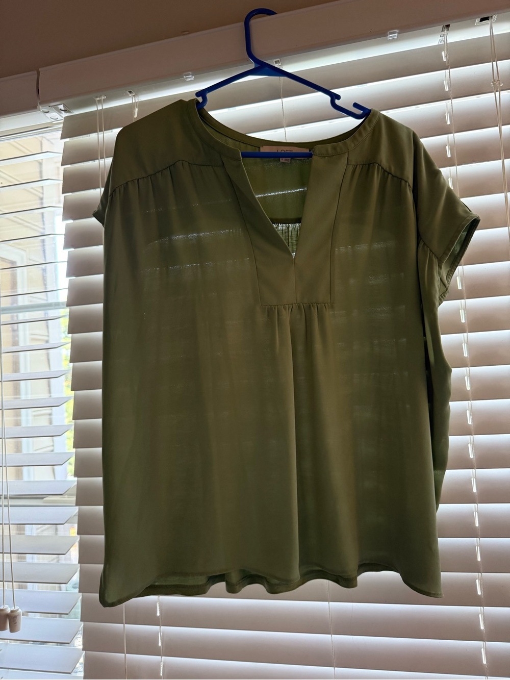Olive Green Women's Split-Neck Blouse